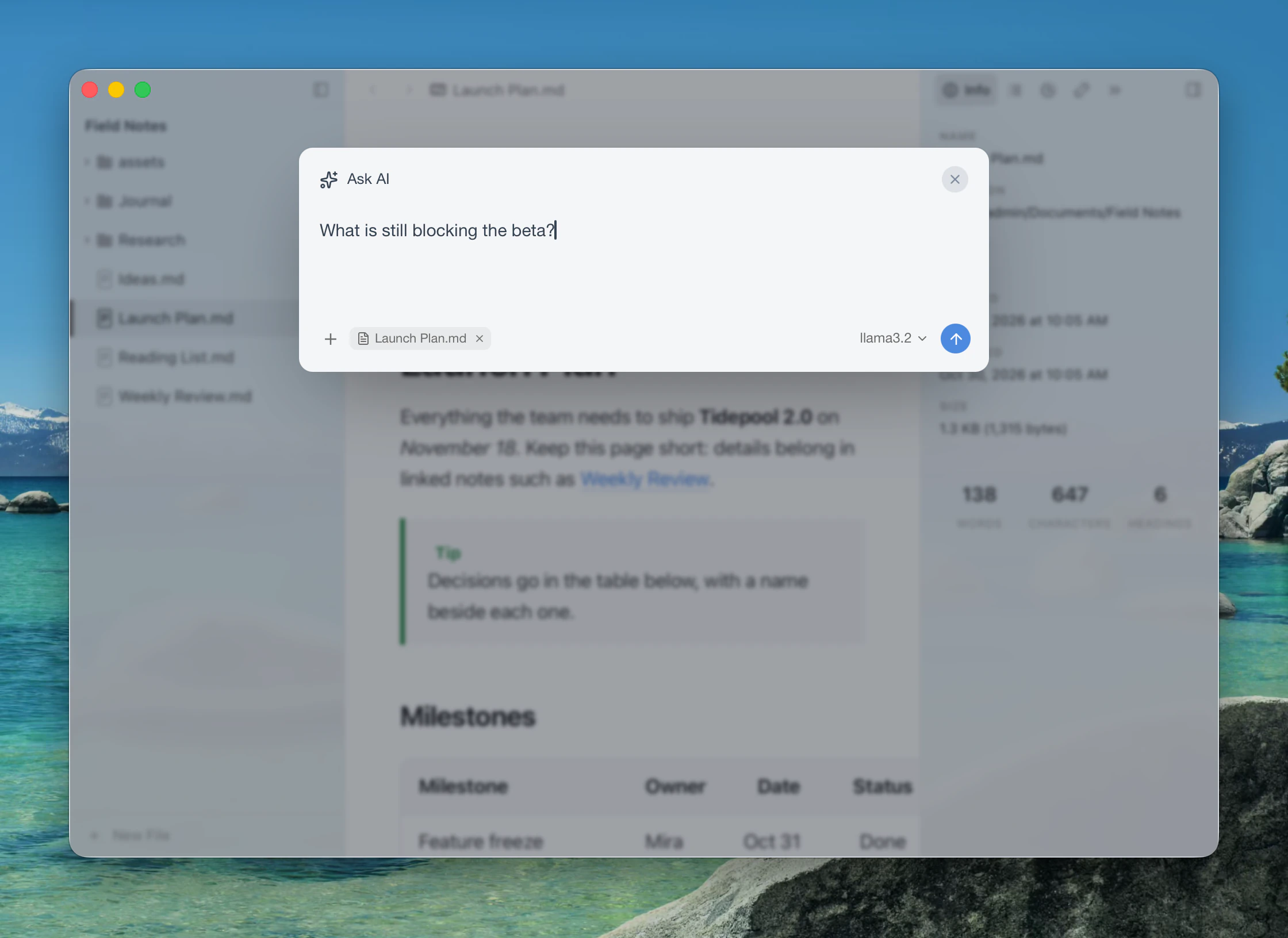 Ask AI from the command palette