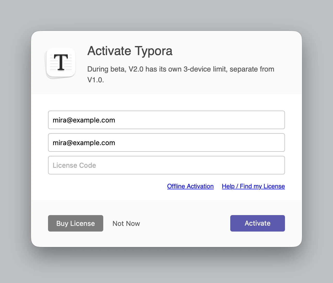 Activating Typora