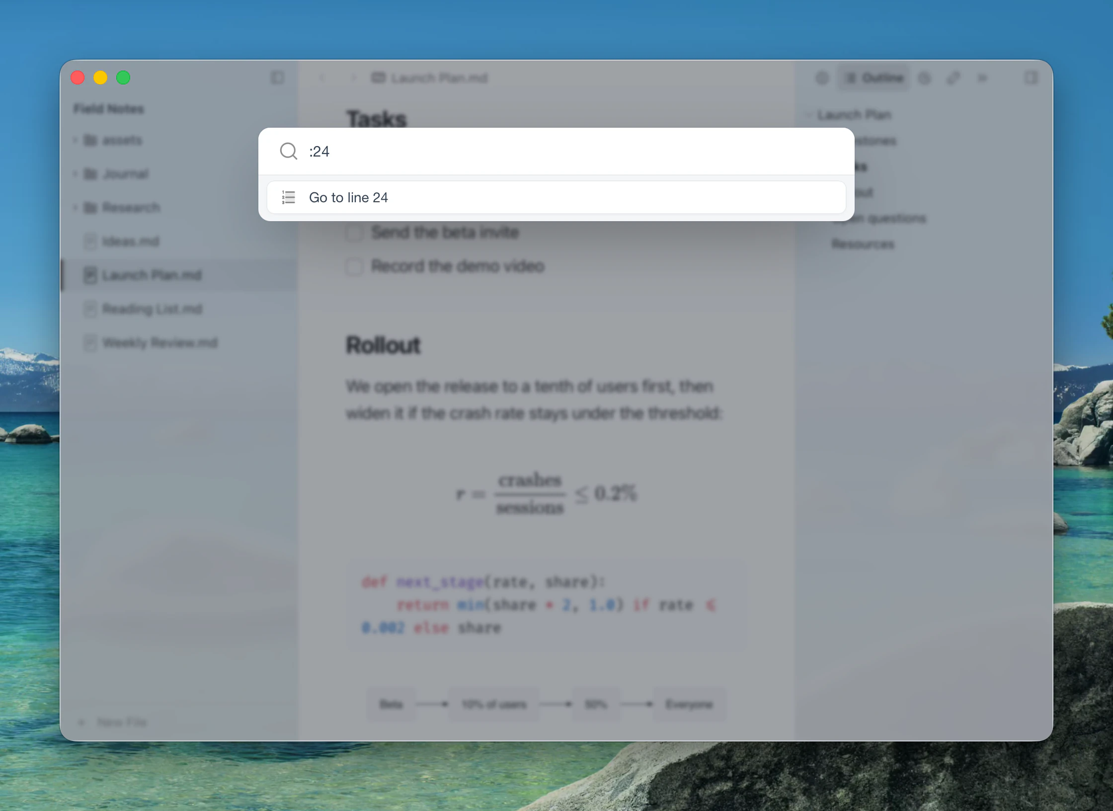 Jumping to a line with a live preview