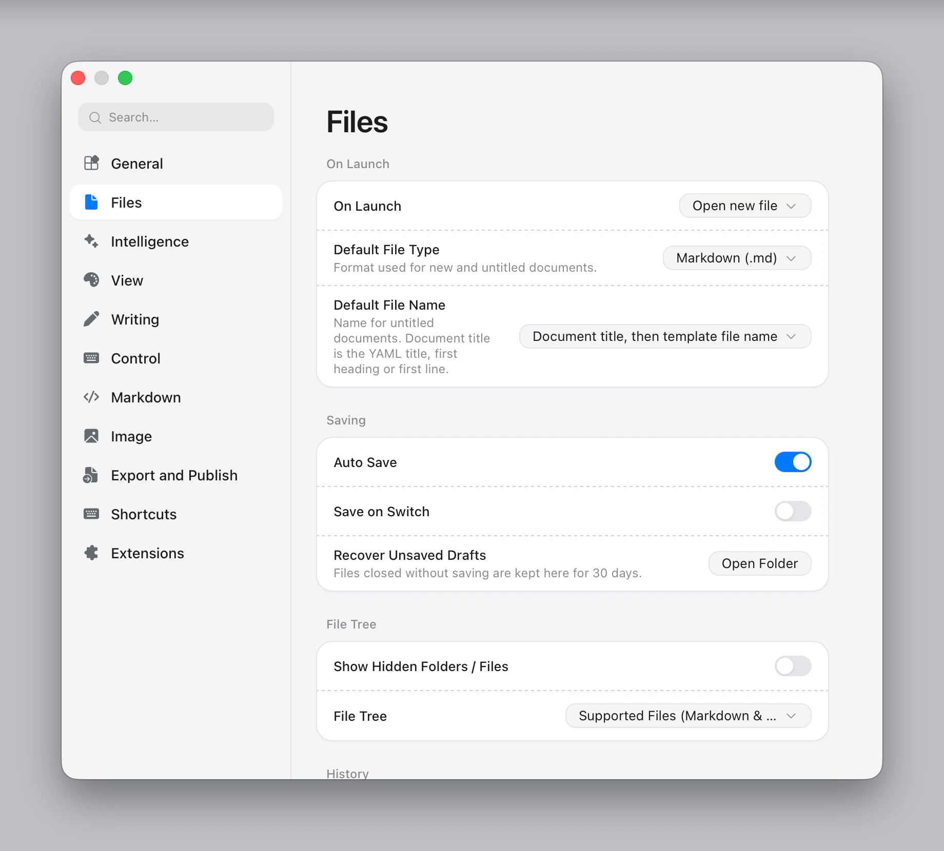 Settings ▸ Files