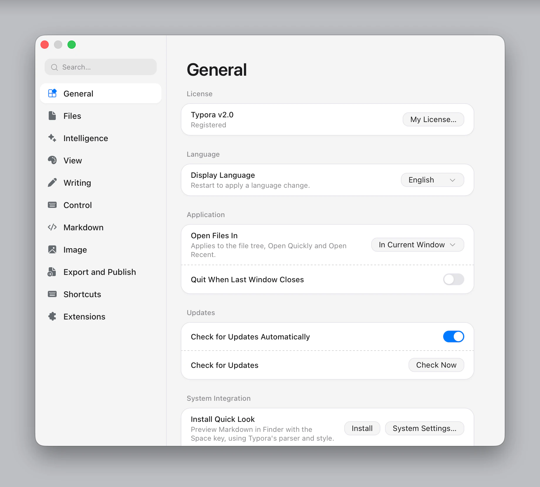 Settings ▸ General