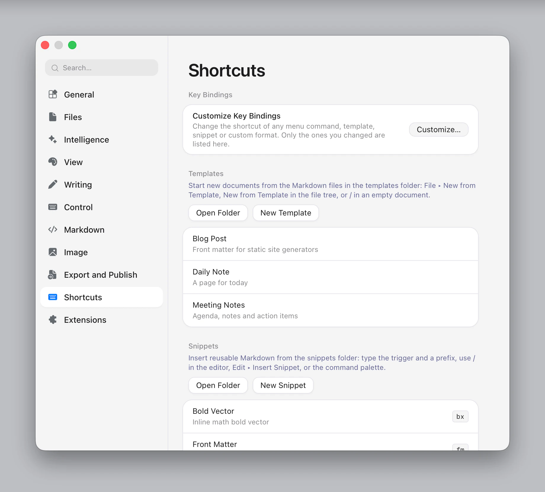 Settings ▸ Shortcuts